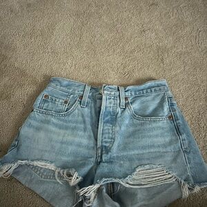 Levi's Light Blue Distressed Jean Shorts